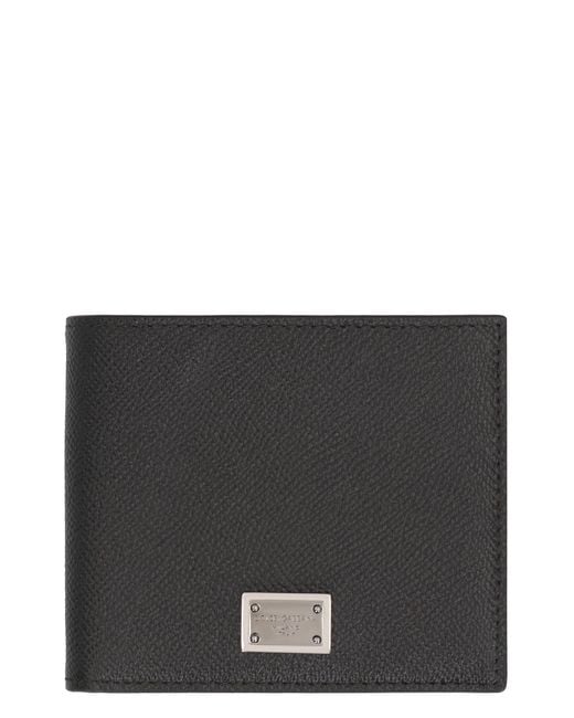 Dolce & Gabbana Black Wallet Flap-Over Calfskin Calf Leather & Cardholders for men