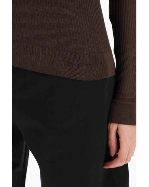 Lemaire Brown Long Sleeved Semi-sheer Ribbed Top