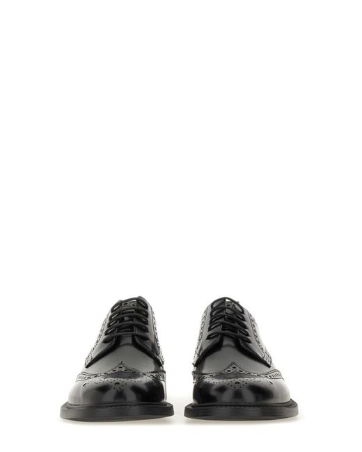 HUGO Black Leather Derby Loafer Cow Loafers for men
