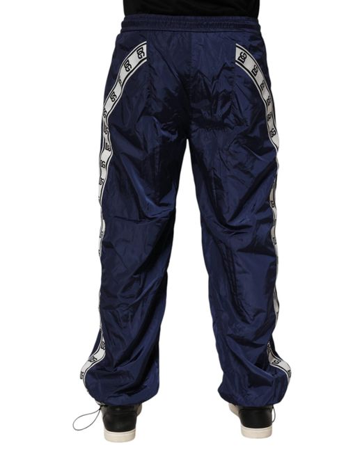 Dolce & Gabbana Blue Nylon Straight Jogger Sweatpants Pants for men