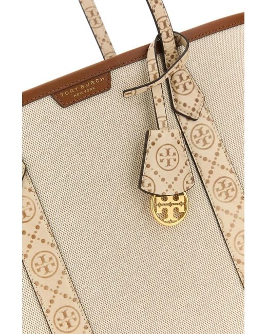 Tory Burch Natural Ivory Canvas Perry Shopping Bag