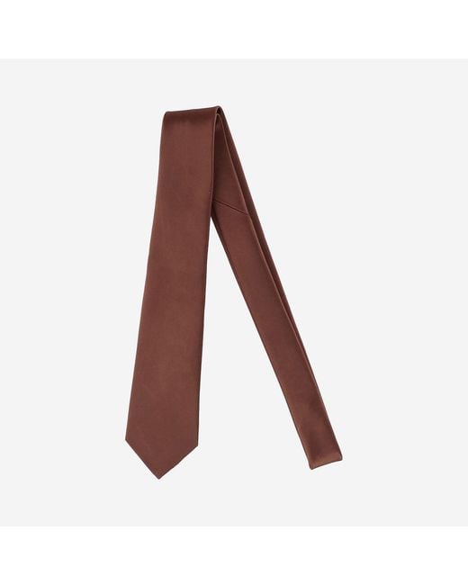 Saint Laurent Brown Tie Silk Satin Ties & Bow for men