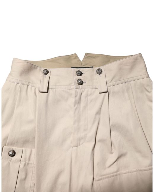 Dolce & Gabbana Natural Beige Cotton High Waisted Pants
