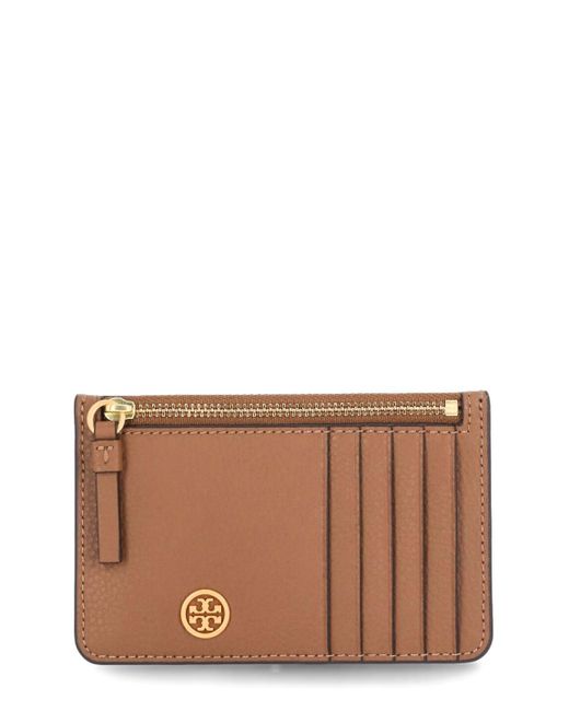 Tory Burch Leather Walker Card Holder in Brown - Lyst