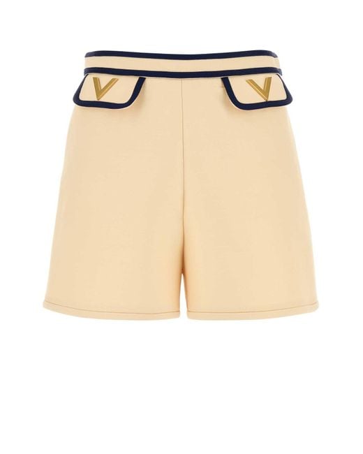Valentino Garavani Natural Cream Crepe Shorts