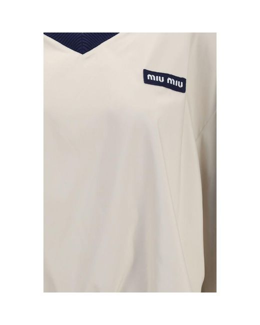 Miu Miu Natural Beige Recycled Polyester Sweatshirt