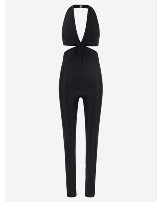 Saint Laurent Blue American Neckline Jumpsuit Polyamide Dress
