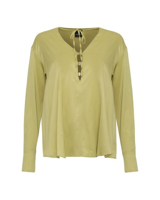 Pinko Green Viscose Blouse Elastane Blouses