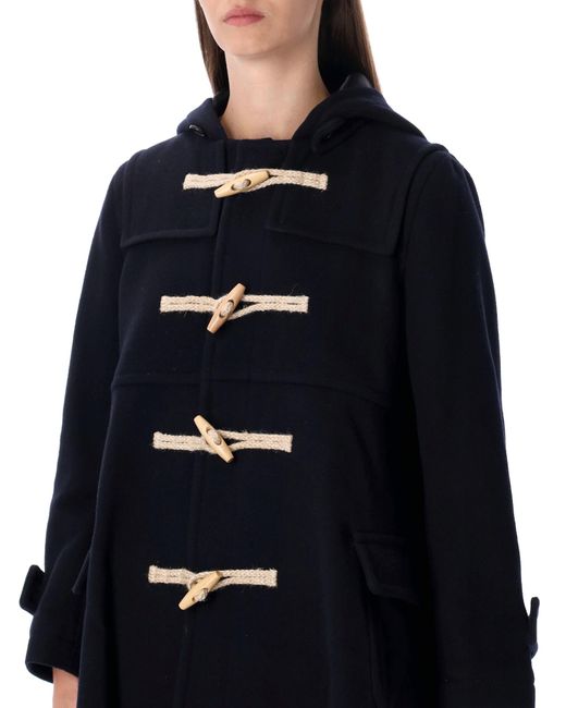 Comme des Garçons Black Wool Duffle Hooded Coat