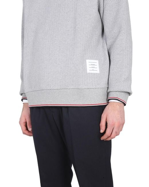 Thom Browne Gray Herringbone Jersey Cotton Sweatshirts for men