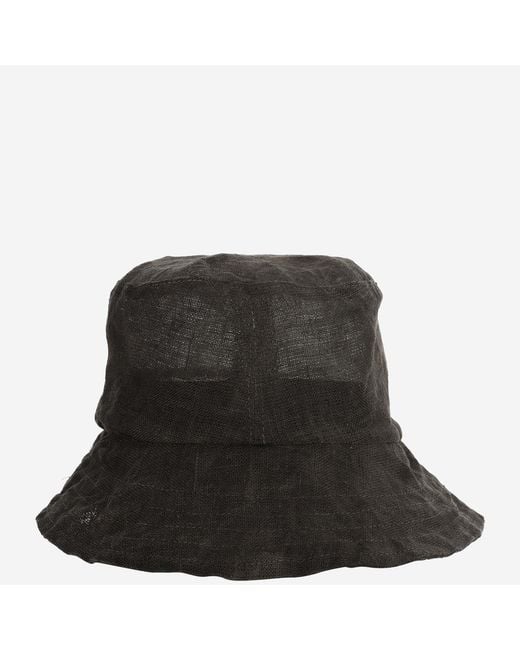 希少 REINHARD PLANK Black Linen Bucket Hat Reinhard Plank Linen Bucket Hat in Black | Lyst