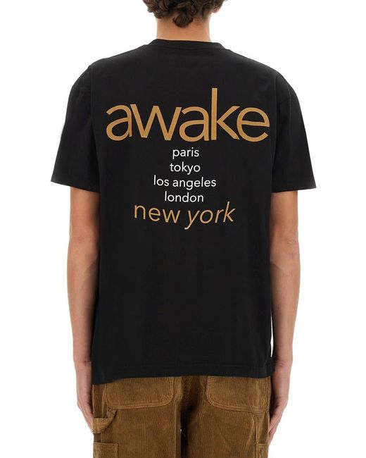 AWAKE NY Black T-Shirt With Logo for men