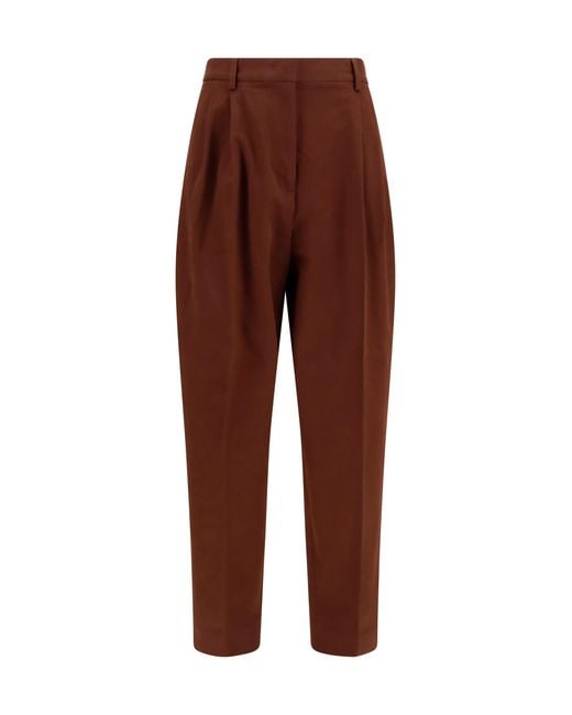 Fabiana Filippi Brown Pants Wool-Blend Cotton Trousers