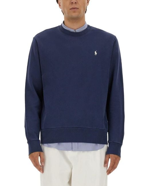Polo Ralph Lauren Blue Cotton Jersey Sweatshirt Sweatshirts for men