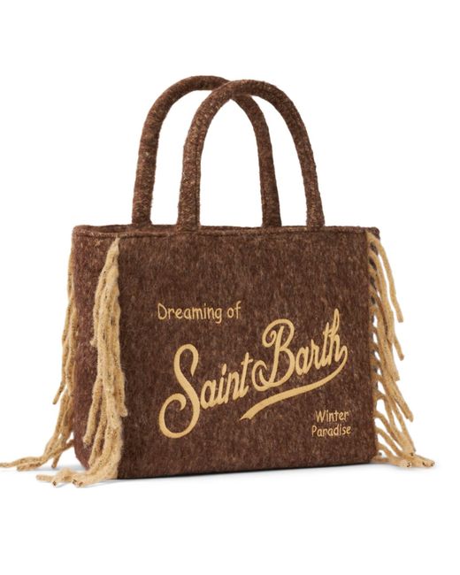 Mc2 Saint Barth Brown Vanity Blanket Shoulder Bag With Fringes
