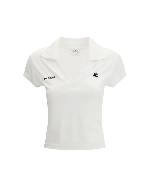Courreges White Cotton Logo Polo Shirts