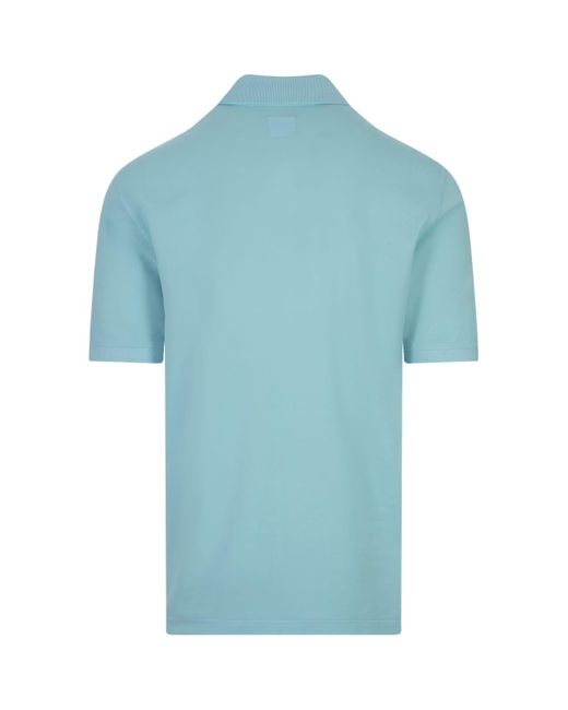 Fedeli Blue Light Cotton Piquet Polo Shirt for men