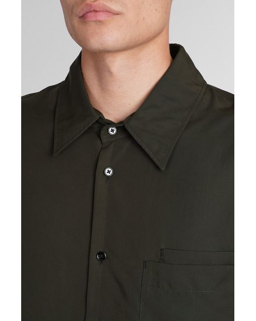 Lemaire Shirt In Green Wool And Polyester for men