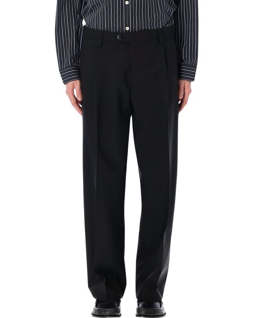 mfpen Black Service Tropical Wool Wide Trousers Lining Pant for men