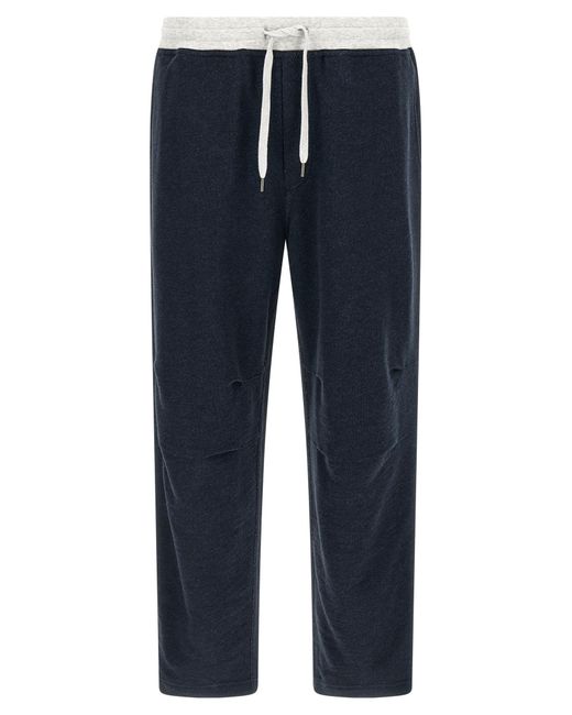 Brunello Cucinelli Blue Cotton Joggers (Workout Pants) for men