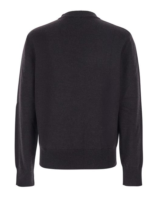 sunflower Blue Dark Crew Neck Sweater With Dropped Shoulder for men