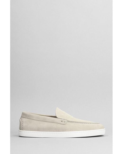 Christian Louboutin Gray Varsiboat Loafers In Grey Suede for men