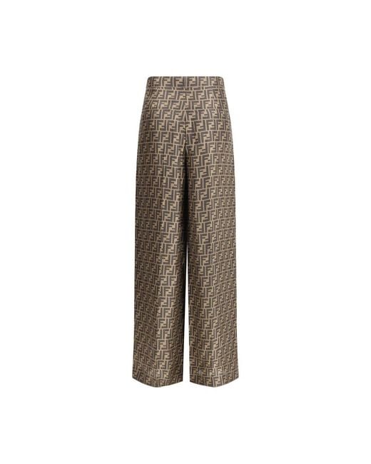 Fendi Brown Silk Casual Pants