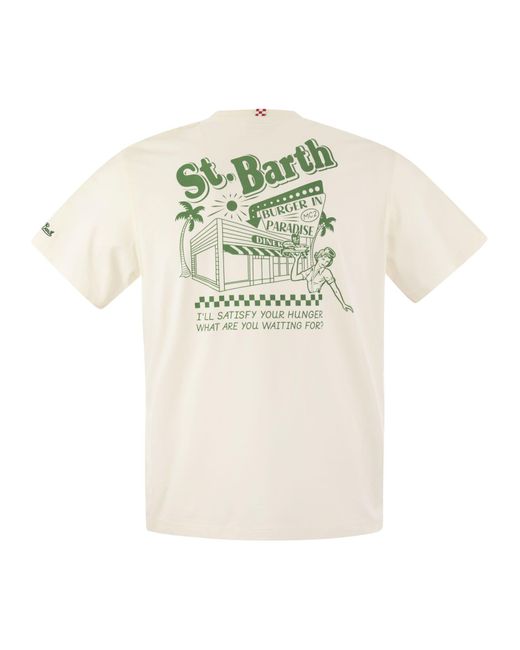 Mc2 Saint Barth White T-Shirt With Print On Chest And Back for men