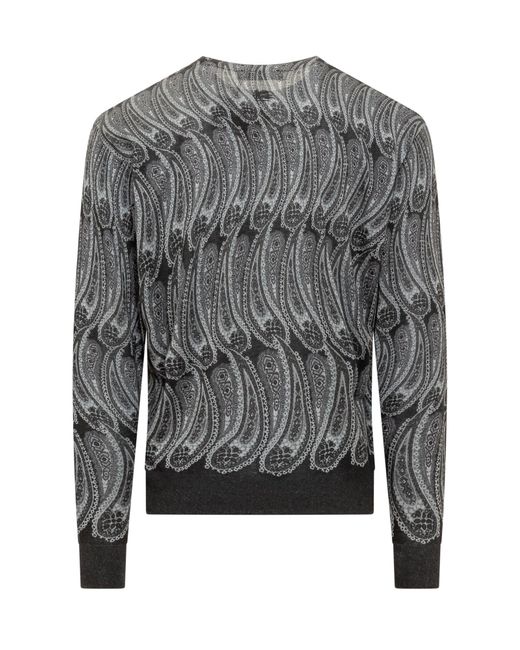 Etro Gray Crew Neck Sweater for men
