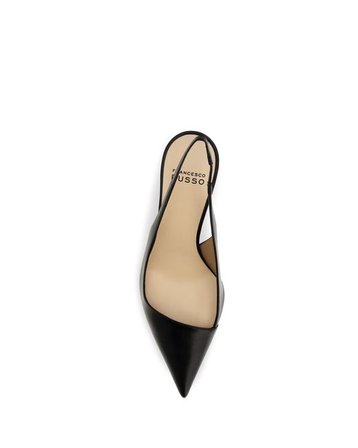 Francesco Russo Metallic Asymmetric Slingback Décolleté Pumps