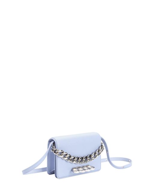 Alexander McQueen White Lilac The Four Ring Mini Bag With Silver Chain