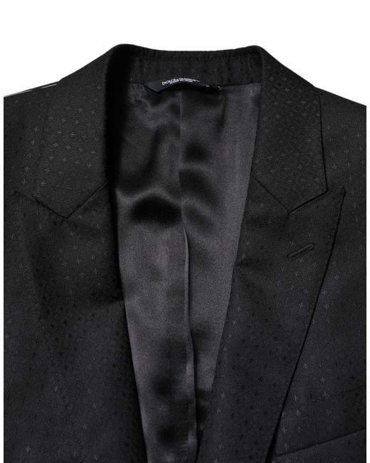Dolce & Gabbana Black Jacquard Single Breasted 2 Piece Suit for men