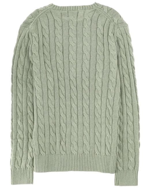 Polo Ralph Lauren Green Cable Knit Jumper With Logo Cotton Jumpers for men