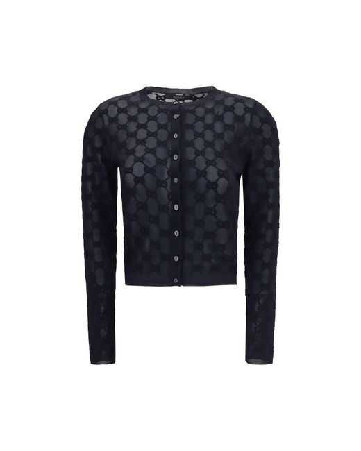 Gucci Blue Gucci Gg Embroidered Viscose Crepe Cardigan