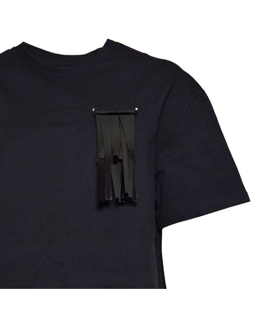 Jil Sander Black Fringed-brooch Drop Shoulder T-shirt