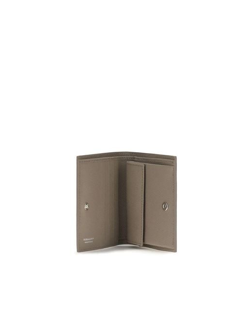 Ferragamo Gray Calf Leather Bos Taurus Wallet