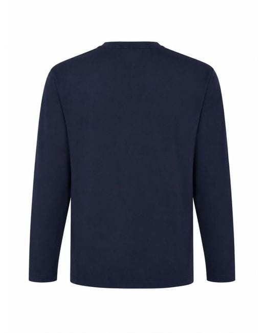 C P Company Blue Cotton Jersey Long-Sleeved T-Shirt With Logo Lettering for men