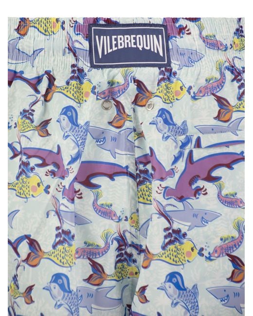 Vilebrequin Blue Ultralight, Foldable Beach Shorts With Print for men