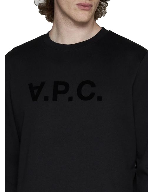 A.P.C. Black Logo Cotton Sweatshirt for men