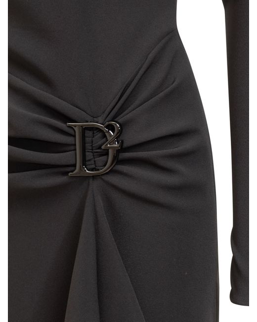 DSquared² Black Statement Dress With Logo