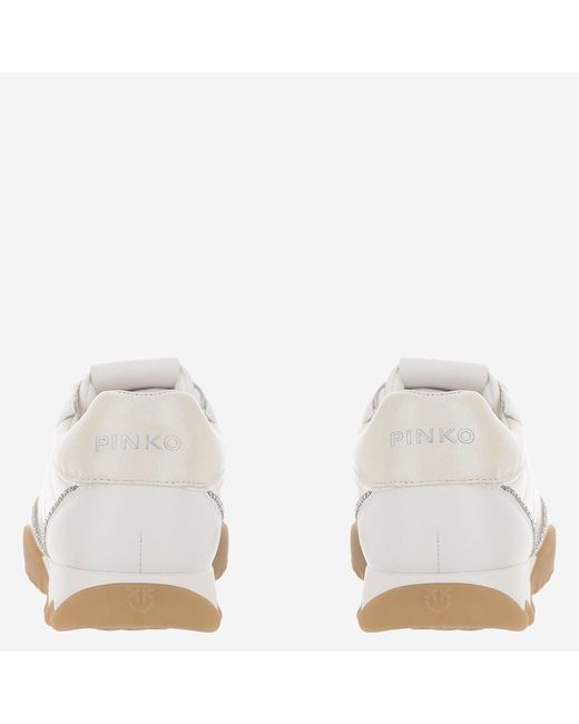 Pinko White Sneakers Gea Leather-Blend Upper: Calfskin Trainers
