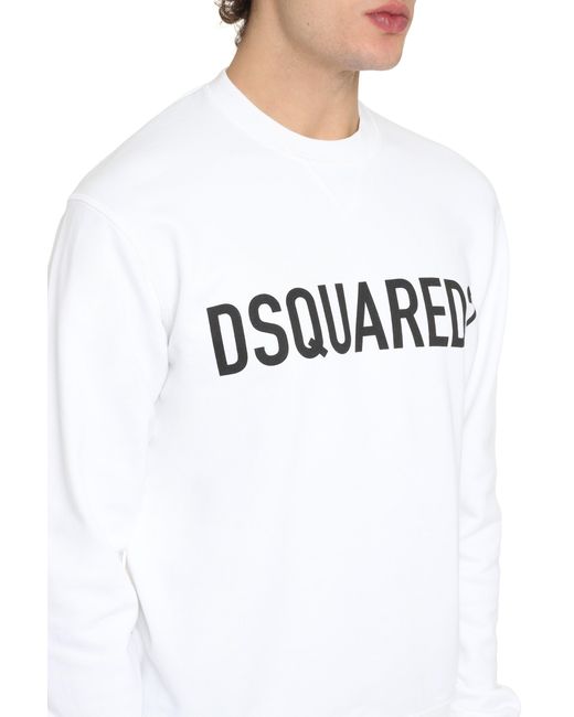 DSquared² White Cotton Sweatshirt Crew Neck Sweatshirts for men