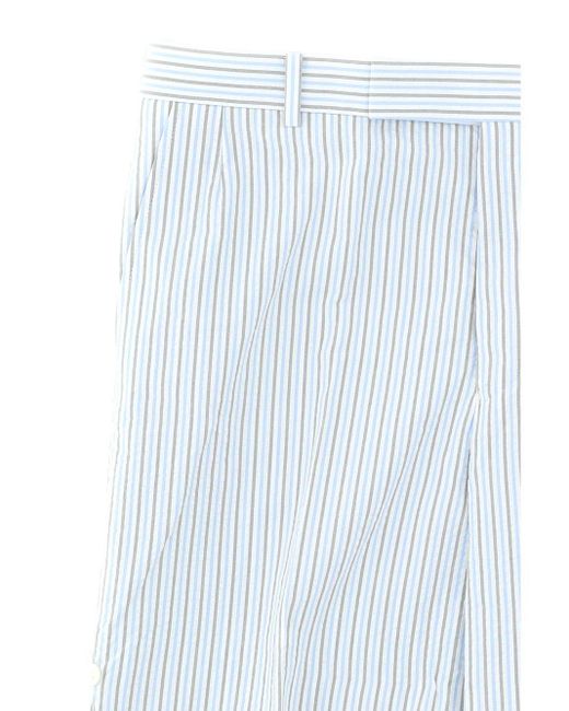 Thom Browne White Logo Tag Striped Seersucker Shorts for men