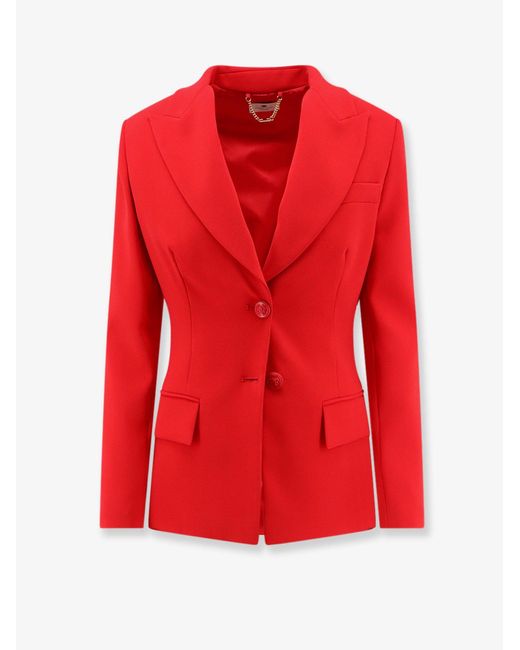 Elisabetta Franchi Red Fitted Blazer With Laced Back Polyester Blazers