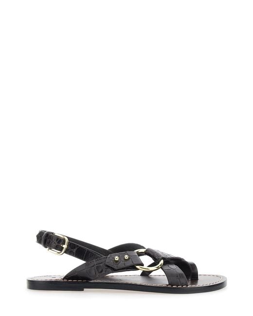 Soeur White Florence Leather Sandals For Cow Flat Shoes