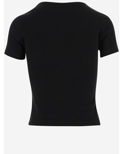Blumarine Black Stretch Cotton T-Shirt With Logo
