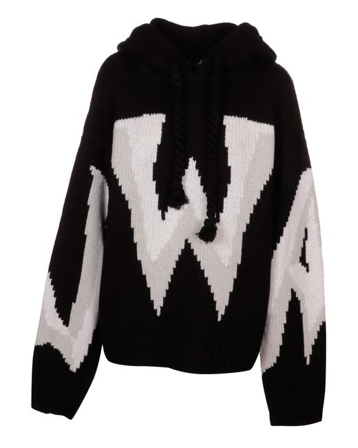 JW Anderson Wool Gothic Logo Chunky Hoodie in Black | Lyst