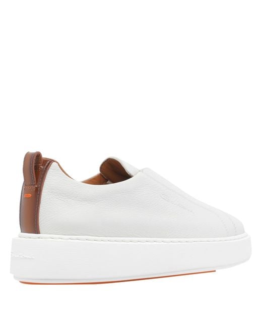 Santoni White Slip-On Sneakers