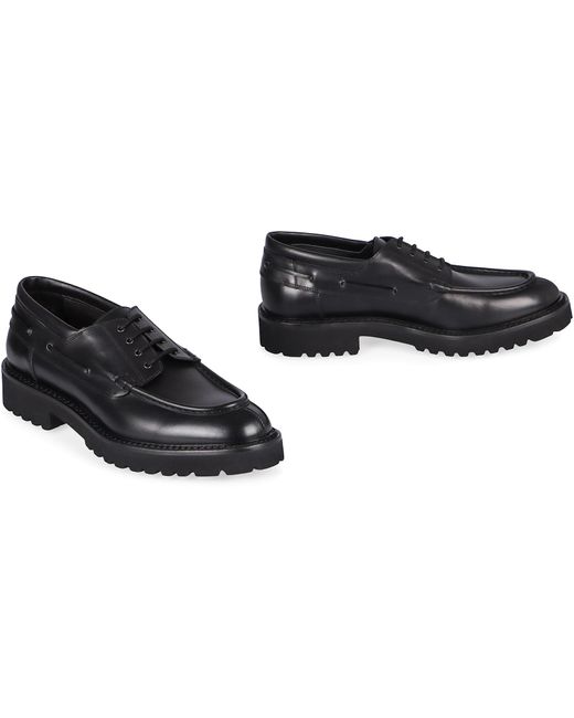 Doucal's Black Leather Lace-Up Shoes for men