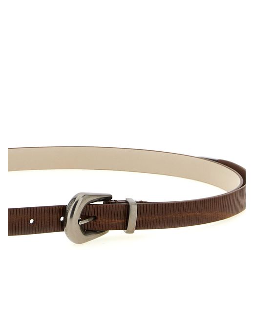 Brunello Cucinelli White Carved Leather Belt